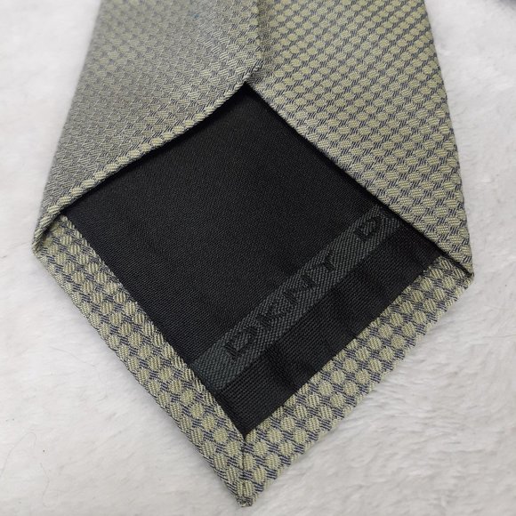 DKNY Men's Tie Geometric Skinny Slim Green Gray - Picture 6 of 6